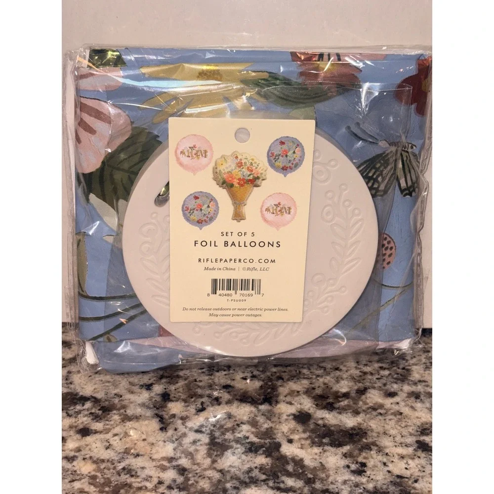 Rifle Paper Co Mother Floral Foil Balloon Set of 5 Pink Blue Bouquet